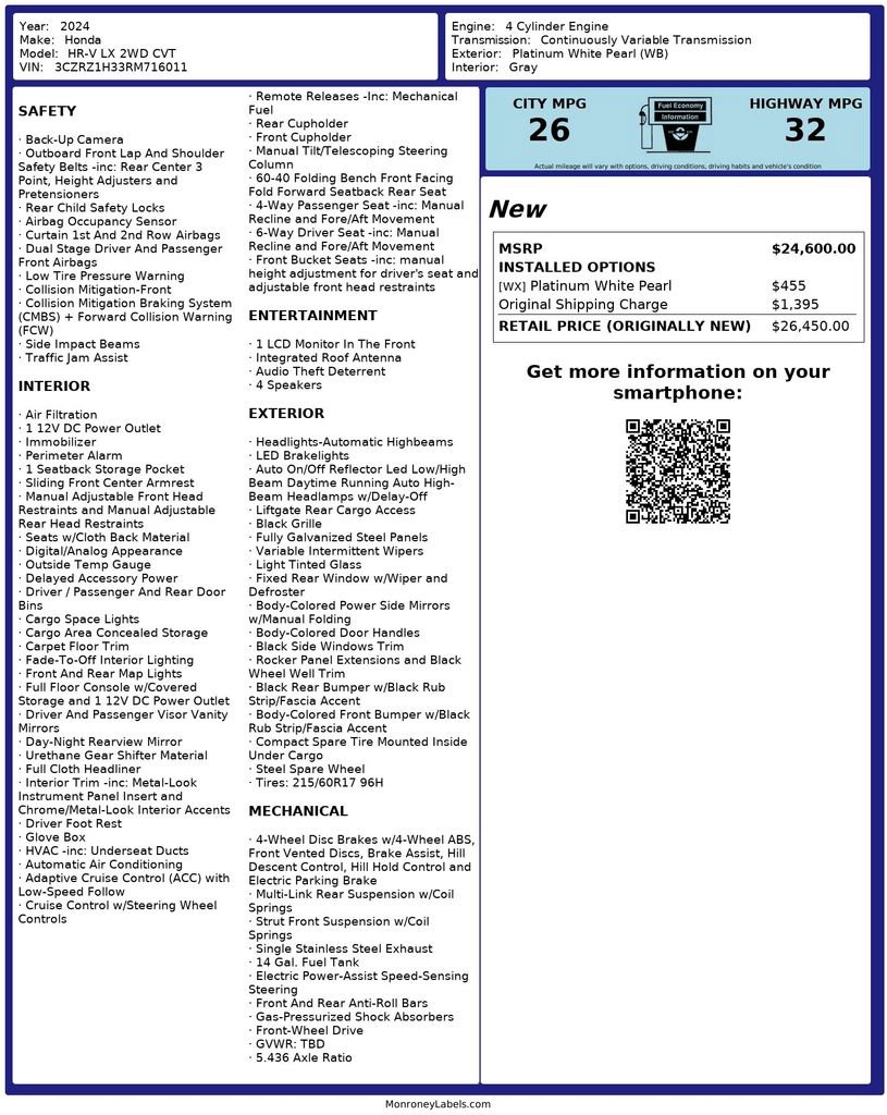 Certified 2024 Honda HR-V LX image 21