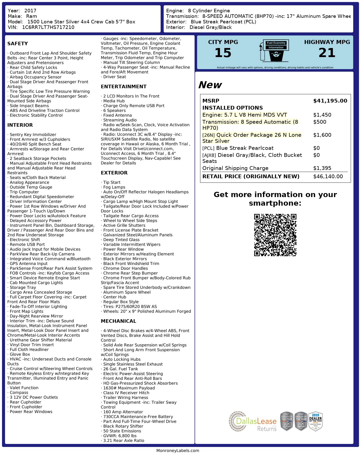 Used 2017 RAM 1500 Lone Star image 3