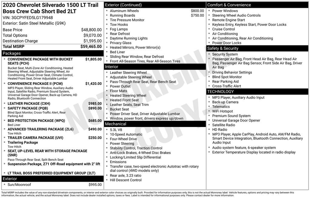 Certified 2020 Chevrolet Silverado 1500 LT Trail Boss AWD/4WD image 39