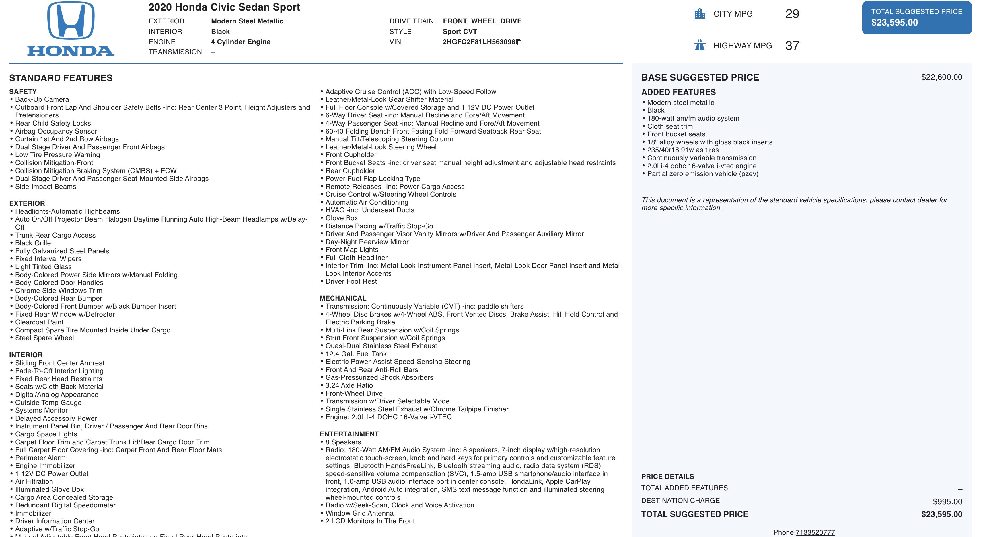 Used 2020 Honda Civic Sport image 3