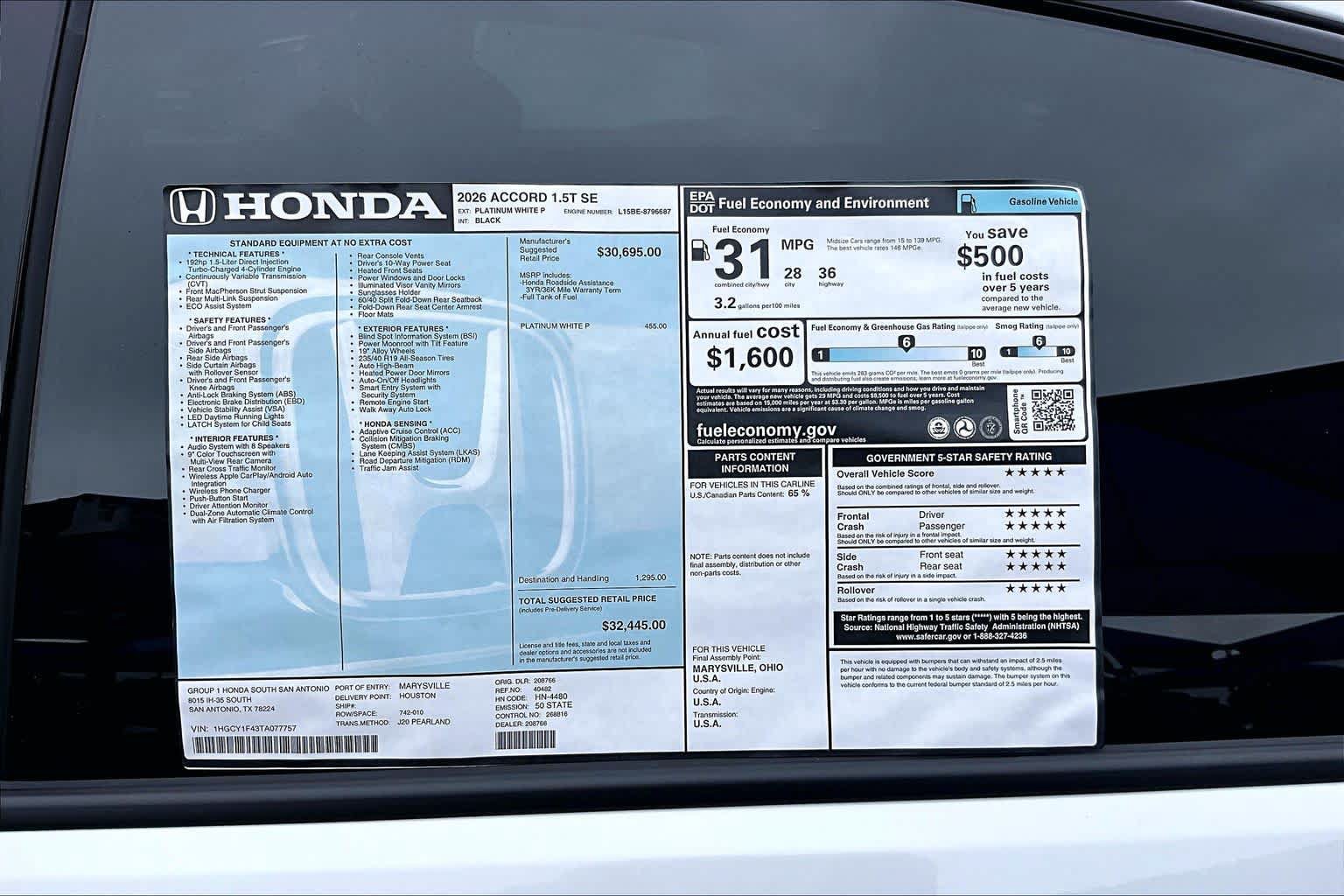 New 2026 Honda Accord SE image 22