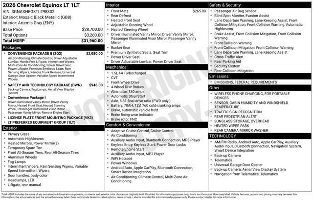 New 2026 Chevrolet Equinox LT w/ Convenience Package II image 3