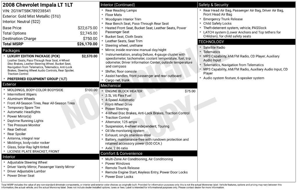 Used 2008 Chevrolet Impala LT w/ Luxury Edition Package FWD image 21