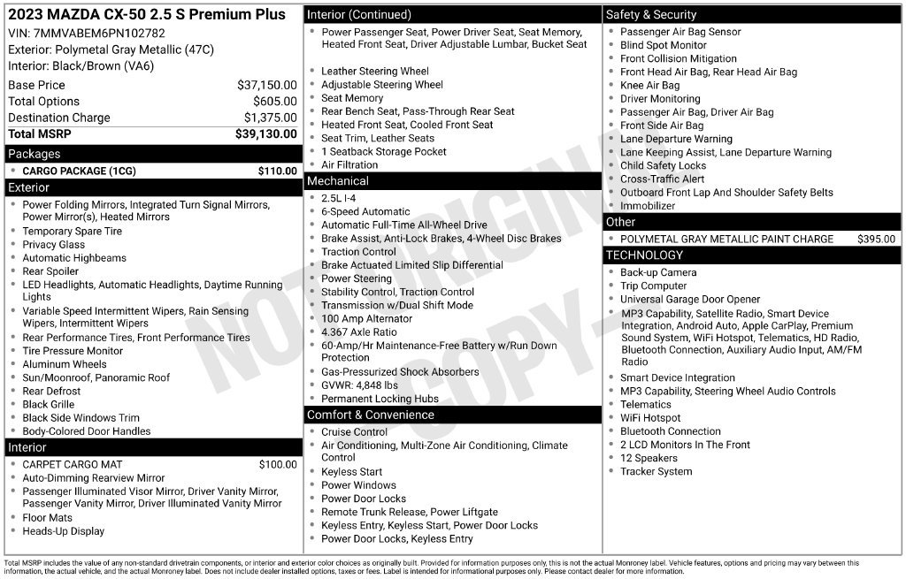 Certified 2023 MAZDA CX-50 AWD 2.5 S w/ Cargo Package image 15