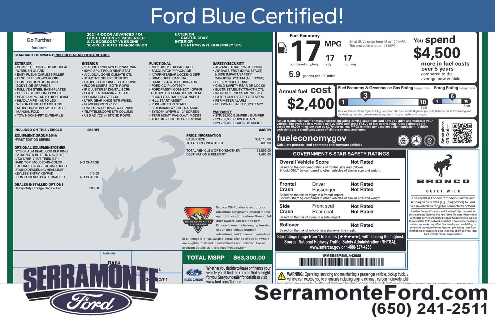 Used 2021 Ford Bronco First Edition AWD/4WD image 17