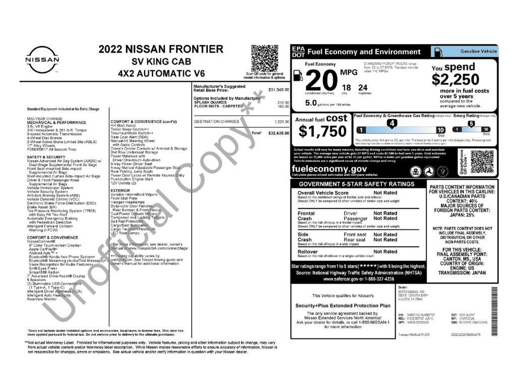 Used 2022 Nissan Frontier SV RWD image 2