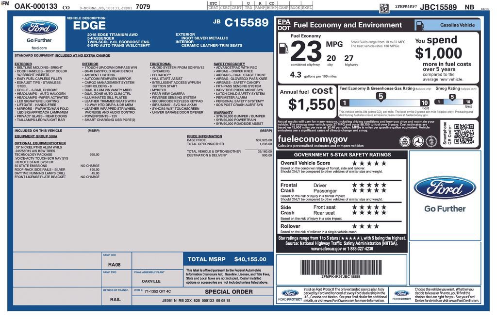 Used 2018 Ford Edge Titanium w/ Technology Package AWD/4WD image 41