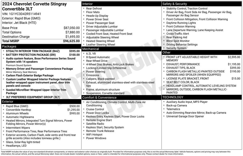 Used 2024 Chevrolet Corvette Stingray Premium Conv w/ Stealth Interior Trim Package image 32