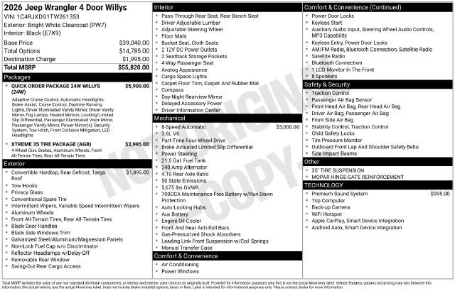 New 2026 Jeep Wrangler Unlimited Sport AWD/4WD image 9