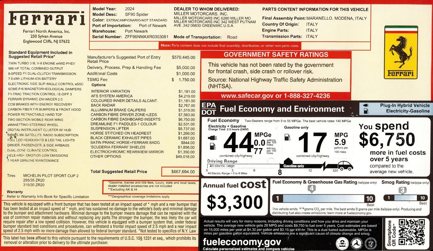 Certified 2024 Ferrari SF90 Spider AWD/4WD image 2