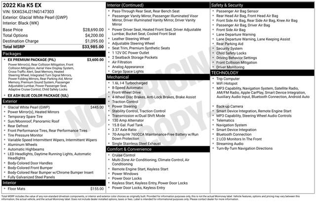 Used 2022 Kia K5 EX w/ EX Premium Package FWD image 50