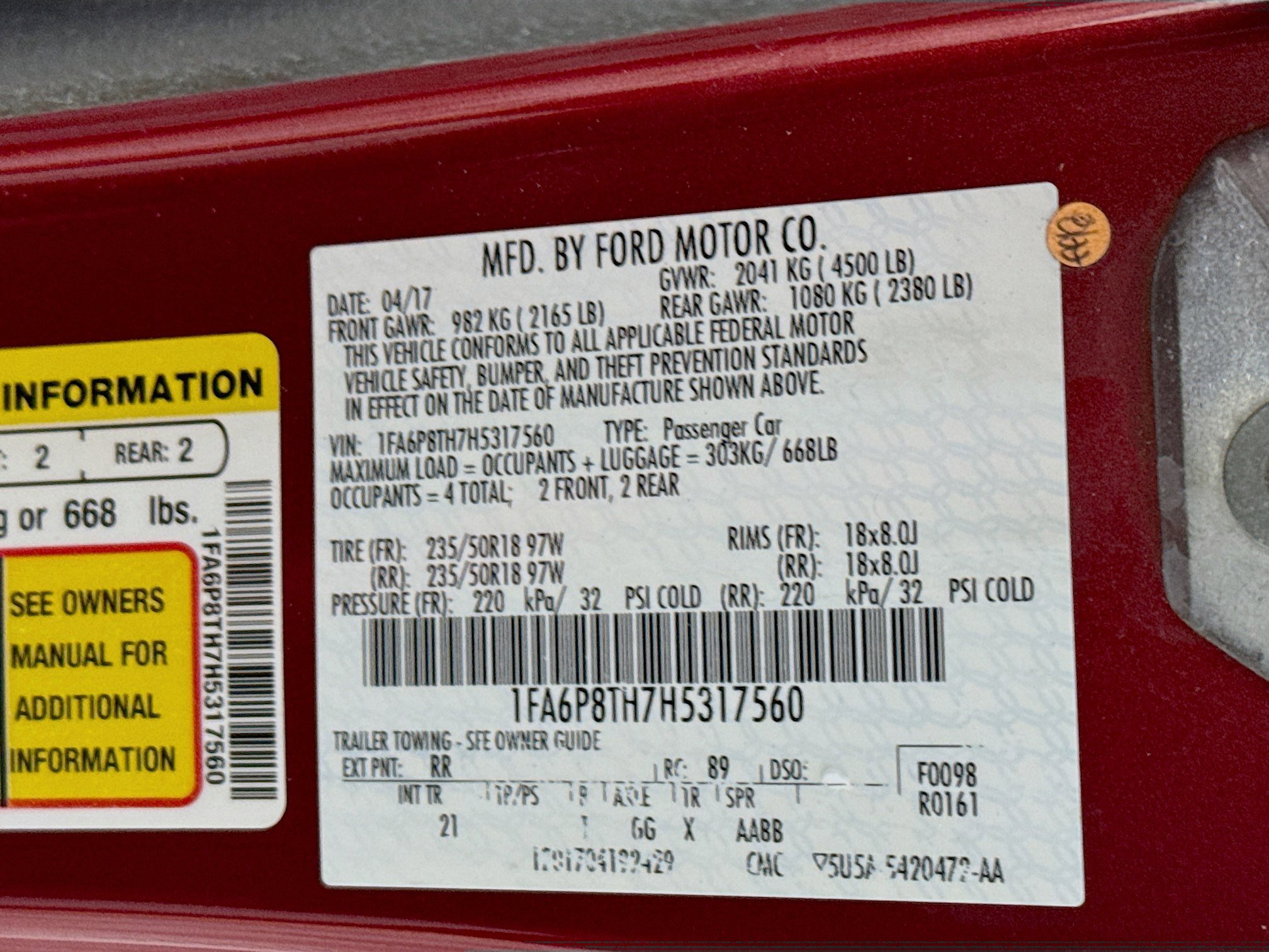 Used 2017 Ford Mustang EcoBoost w/ Enhanced Security Package image 34