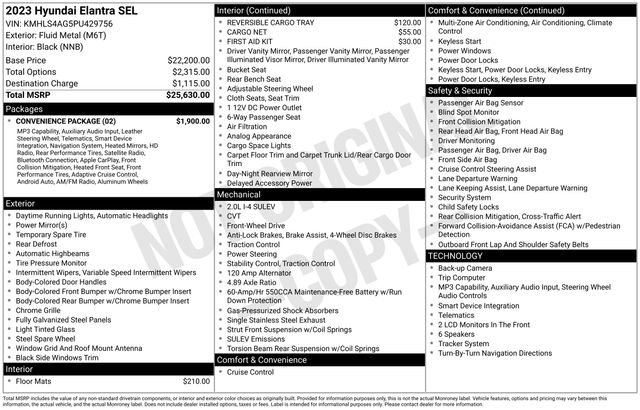 Used 2023 Hyundai Elantra SEL w/ Convenience Package FWD image 6