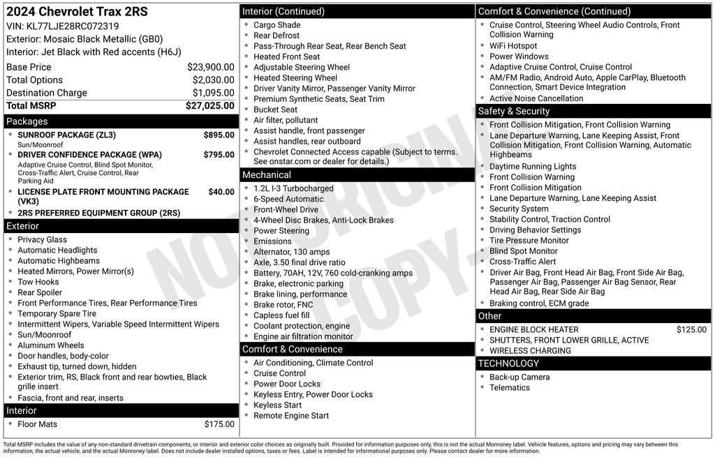 Used 2024 Chevrolet Trax RS w/ Sunroof Package image 16