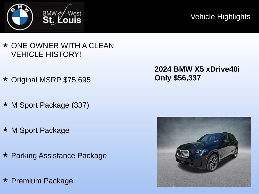 Used 2024 BMW X5 xDrive40i w/ M Sport Package image 8