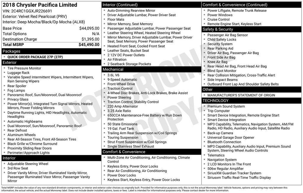 Used 2018 Chrysler Pacifica Limited FWD image 36