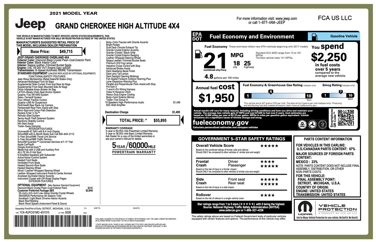 Used 2021 Jeep Grand Cherokee High Altitude AWD/4WD image 2
