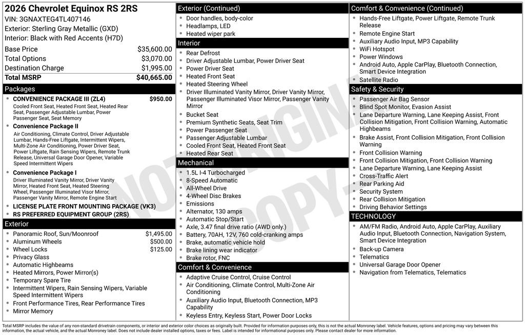 New 2026 Chevrolet Equinox RS w/ Convenience Package III AWD/4WD image 29