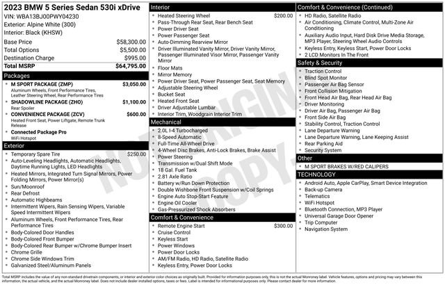 Used 2023 BMW 530i xDrive w/ M Sport Package image 51
