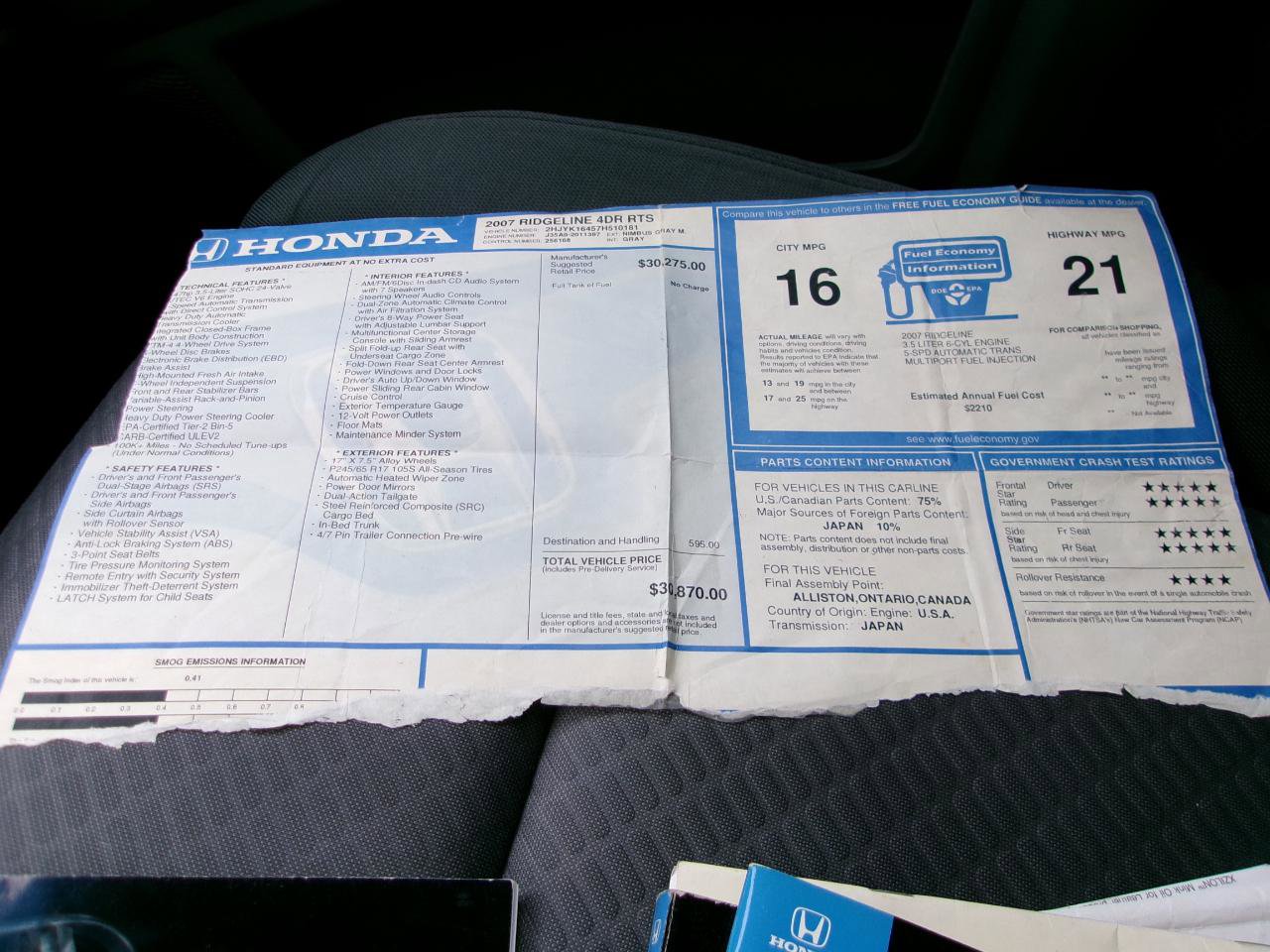 Used 2007 Honda Ridgeline RTS image 2