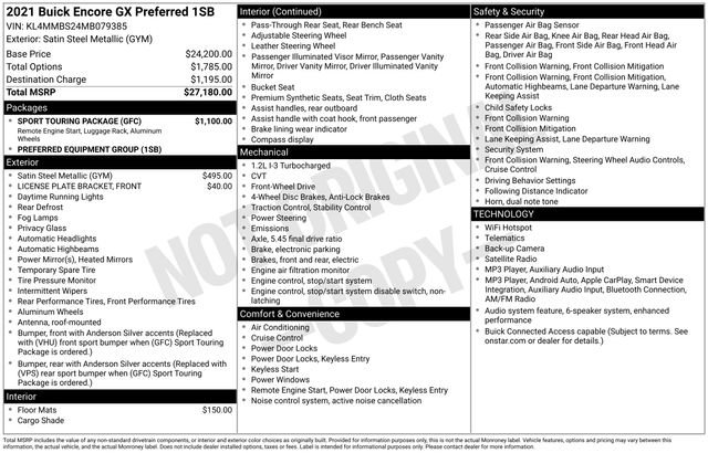 Used 2021 Buick Encore GX Preferred w/ Sport Touring Package FWD image 5