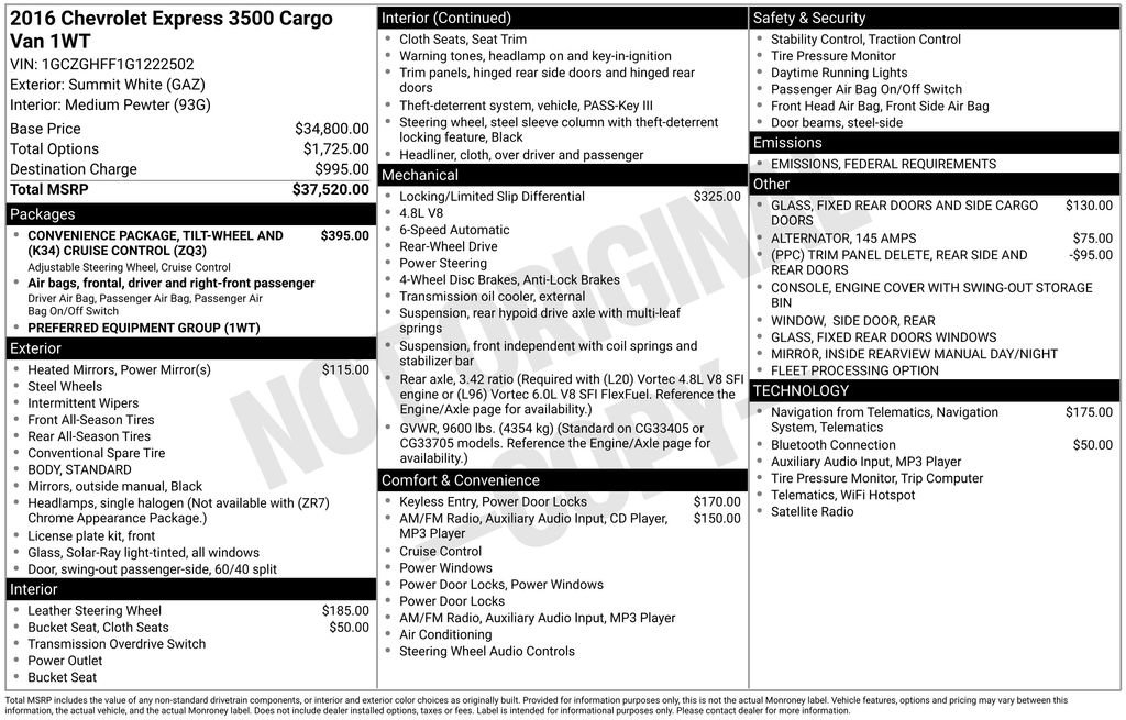 Used 2016 Chevrolet Express 3500 Extended image 6