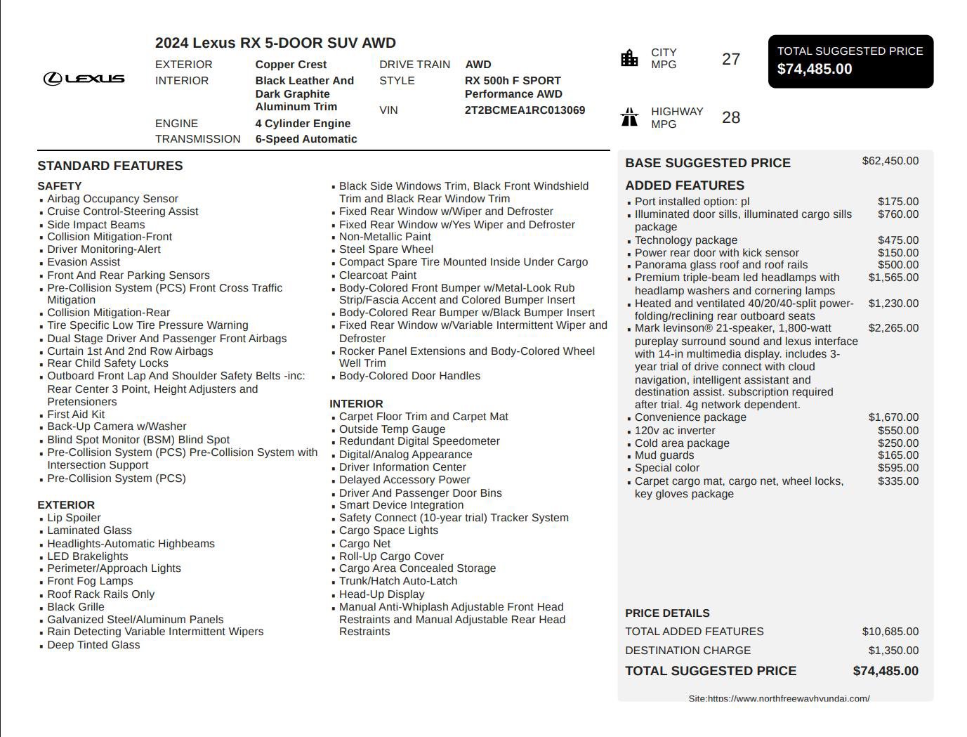 Used 2024 Lexus RX 500h F Sport w/ Convenience Package image 3