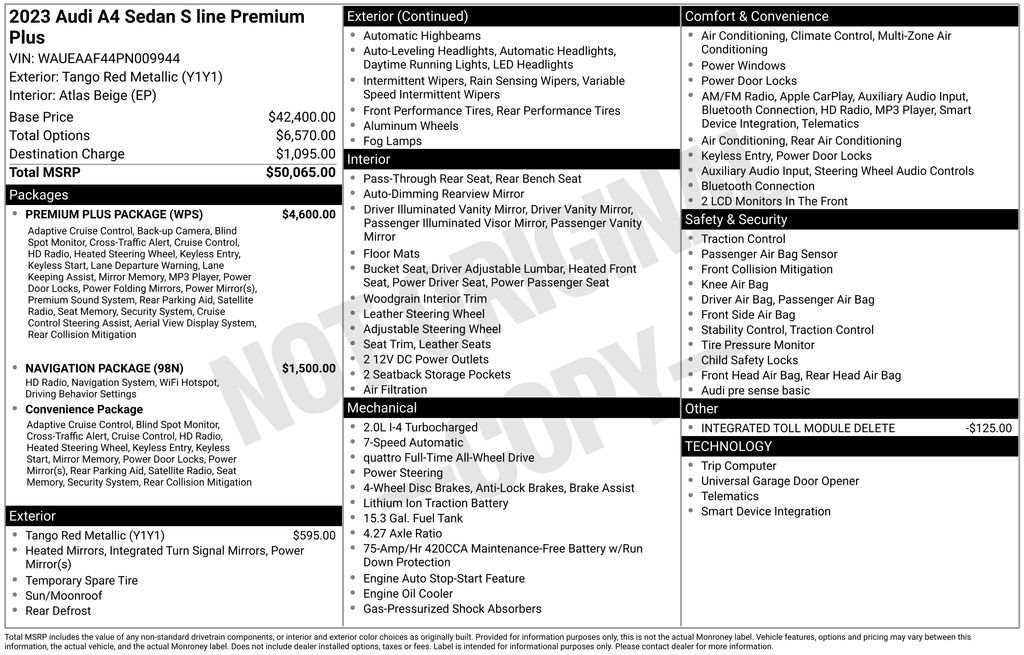 Certified 2023 Audi A4 2.0T Premium Plus w/ Premium Plus Package AWD/4WD image 7