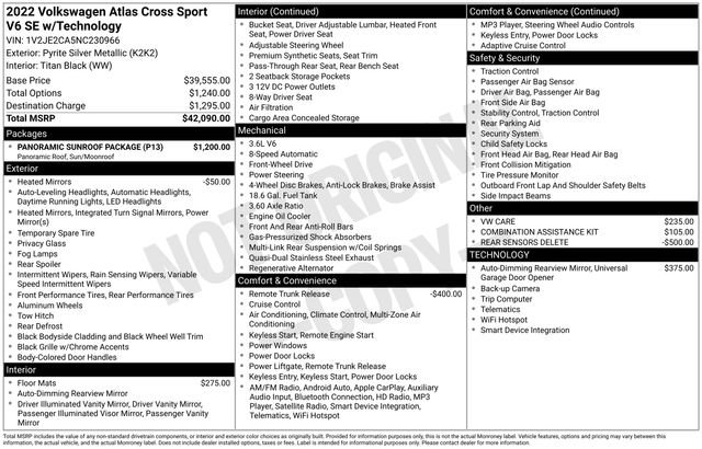 Certified 2022 Volkswagen Atlas Cross Sport SE w/ Panoramic Sunroof Package image 38