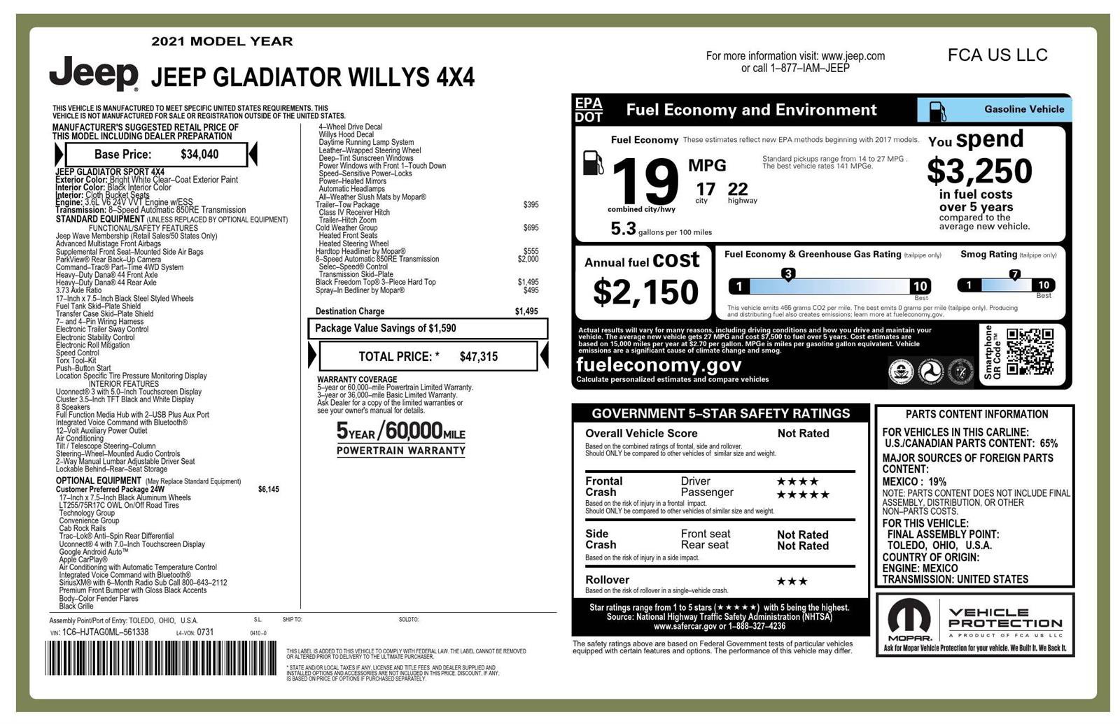 Used 2021 Jeep Gladiator Willys image 12