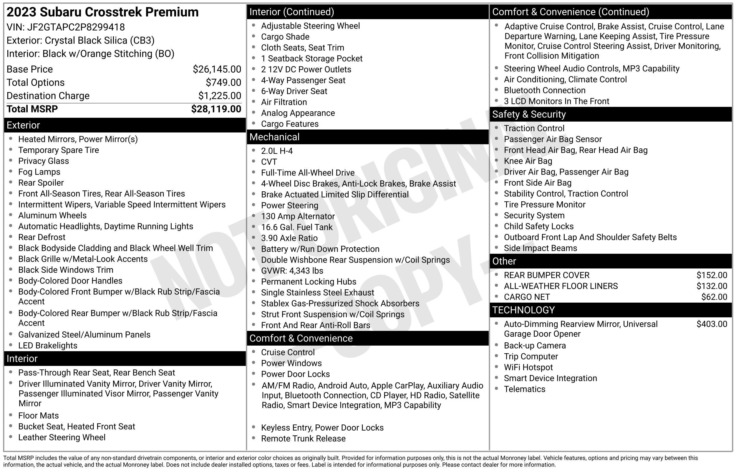 Certified 2023 Subaru Crosstrek 2.0i Premium image 39