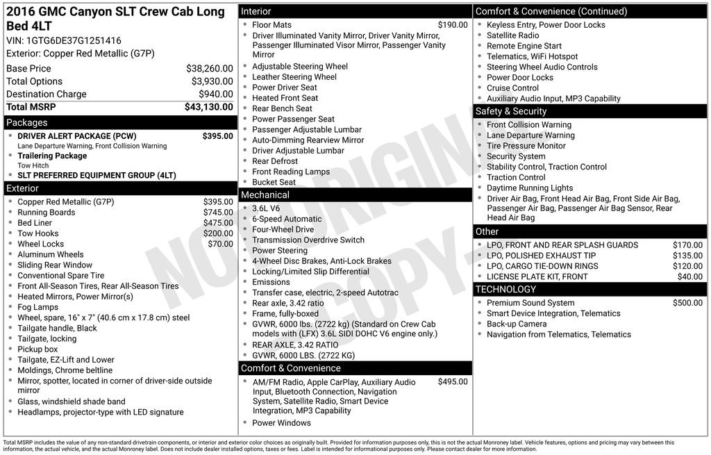 Used 2016 GMC Canyon SLT w/ Driver Alert Package AWD/4WD image 7