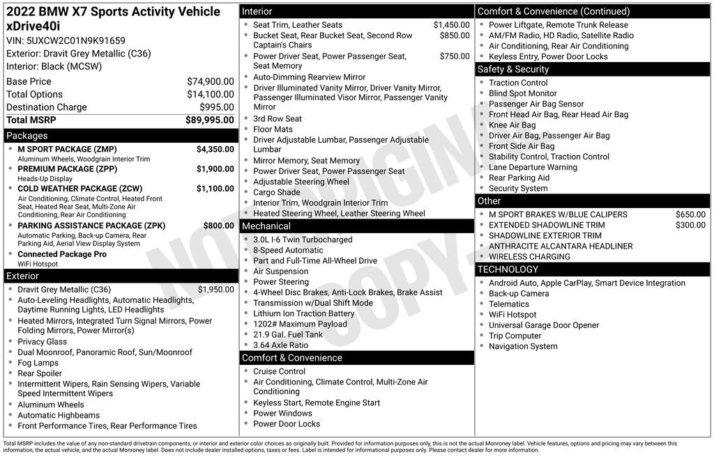 Used 2022 BMW X7 xDrive40i w/ M Sport Package AWD/4WD image 38