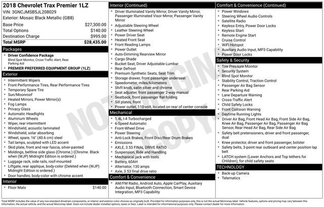Used 2018 Chevrolet Trax Premier FWD image 5