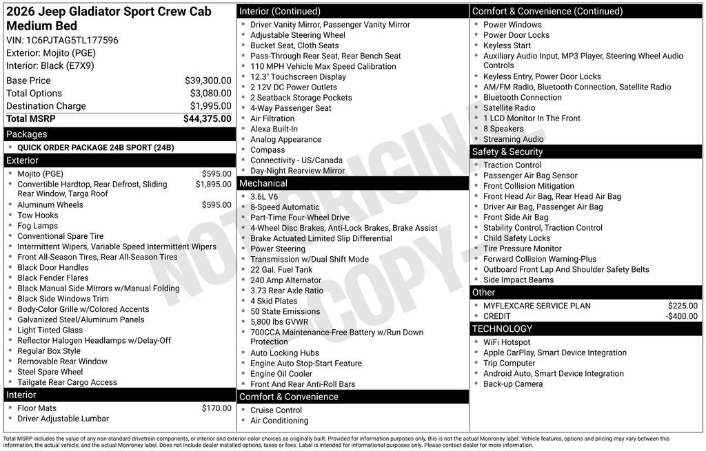 New 2026 Jeep Gladiator Sport AWD/4WD image 9