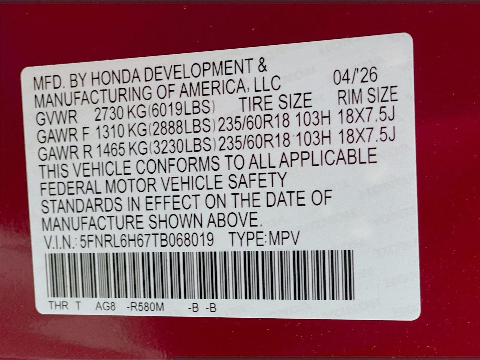 New 2026 Honda Odyssey EX-L image 26