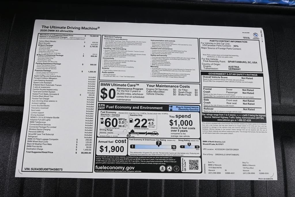 New 2026 BMW X5 xDrive50e w/ M Sport Package AWD/4WD image 37