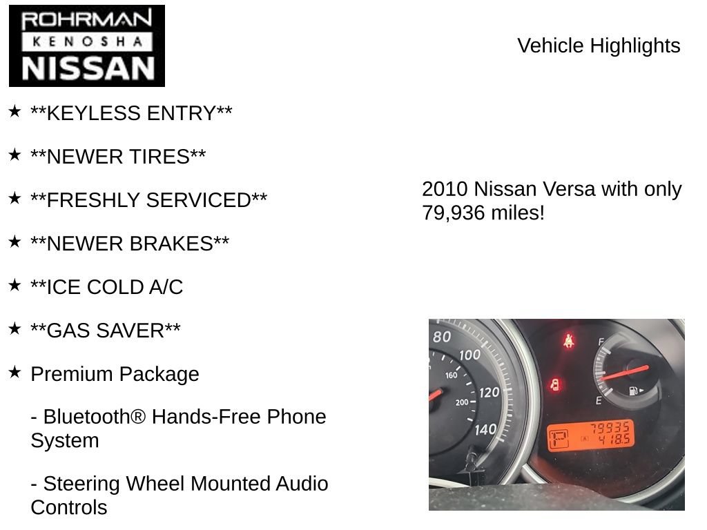 Used 2010 Nissan Versa Hatchback w/ Premium Pkg FWD image 7