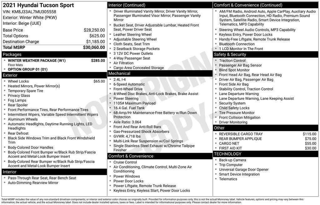 Certified 2021 Hyundai Tucson Sport w/ Winter Weather Package FWD image 32