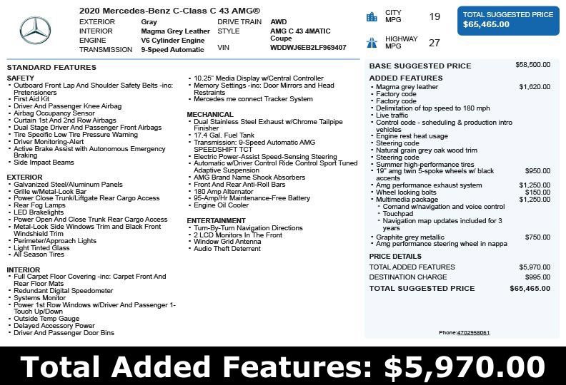 Used 2020 Mercedes-Benz C 43 AMG 4MATIC Coupe image 3