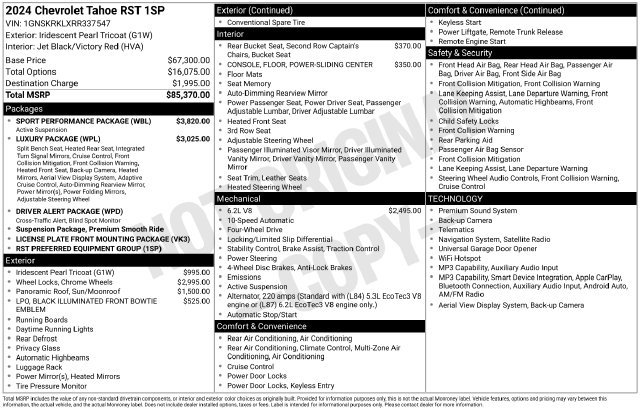 Used 2024 Chevrolet Tahoe RST w/ Sport Performance Package AWD/4WD image 9