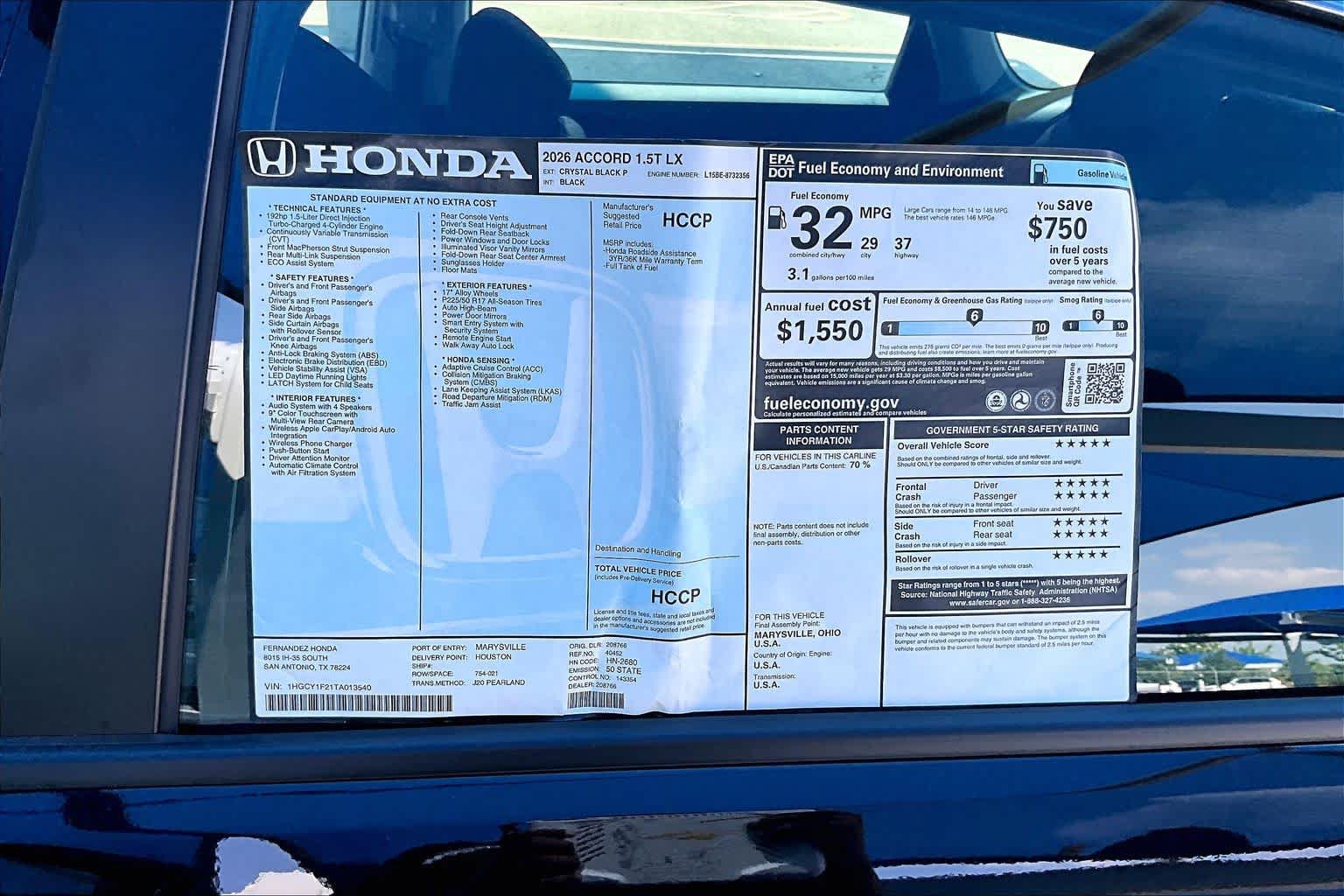 Used 2026 Honda Accord LX image 21