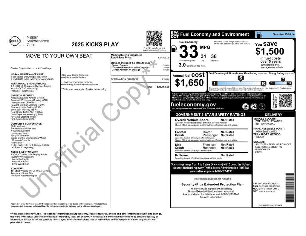 Certified 2025 Nissan Kicks Play S FWD image 7