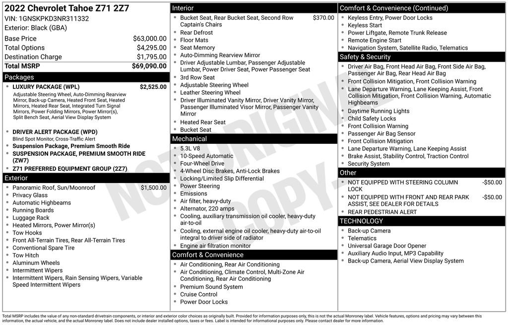 Used 2022 Chevrolet Tahoe Z71 w/ Luxury Package image 3