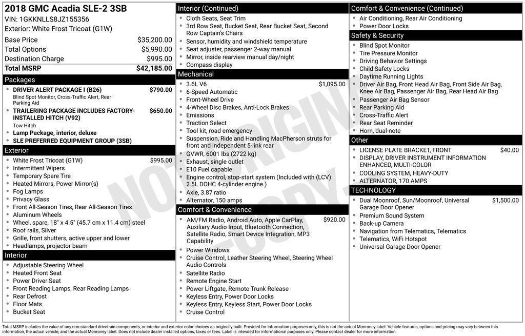 Used 2018 GMC Acadia SLE w/ Driver Alert Package I image 5