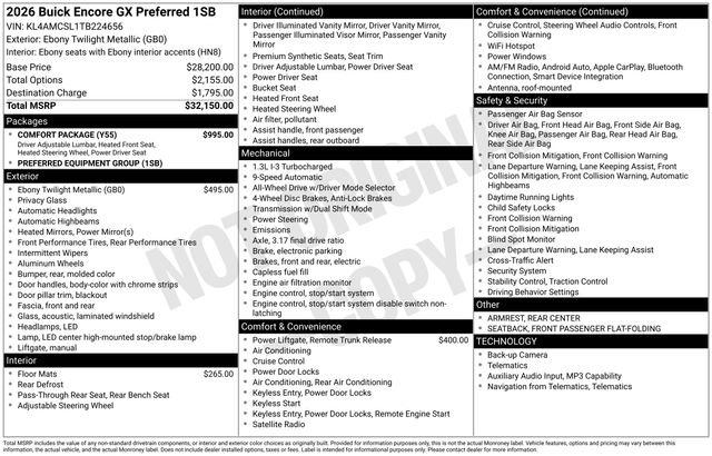 New 2026 Buick Encore GX Preferred w/ Comfort Package AWD/4WD image 3