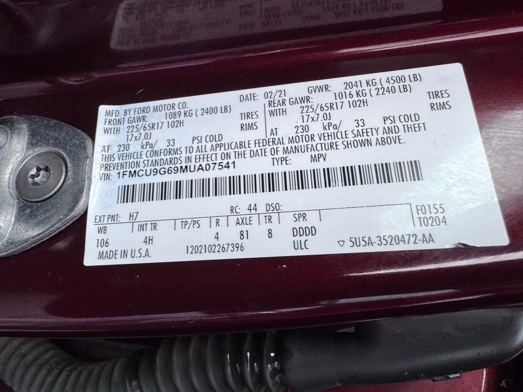 Certified 2021 Ford Escape SE AWD/4WD image 36