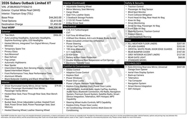 New 2026 Subaru Outback Limited XT AWD/4WD image 5
