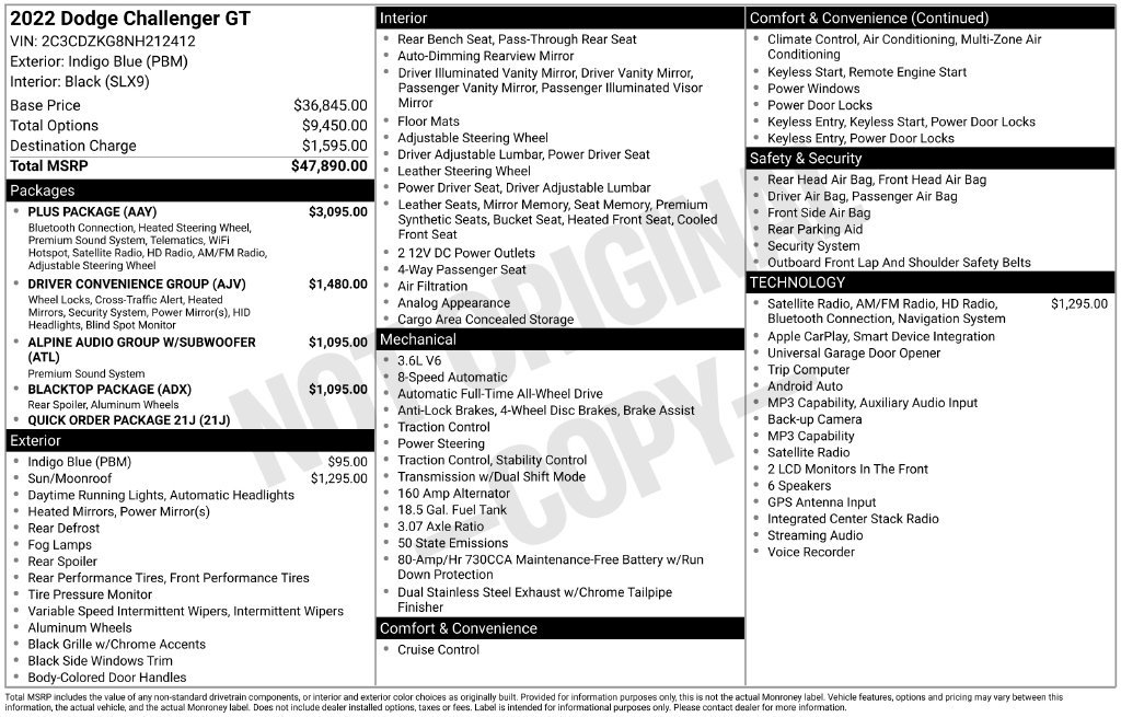 Used 2022 Dodge Challenger GT w/ Plus Package AWD/4WD image 5