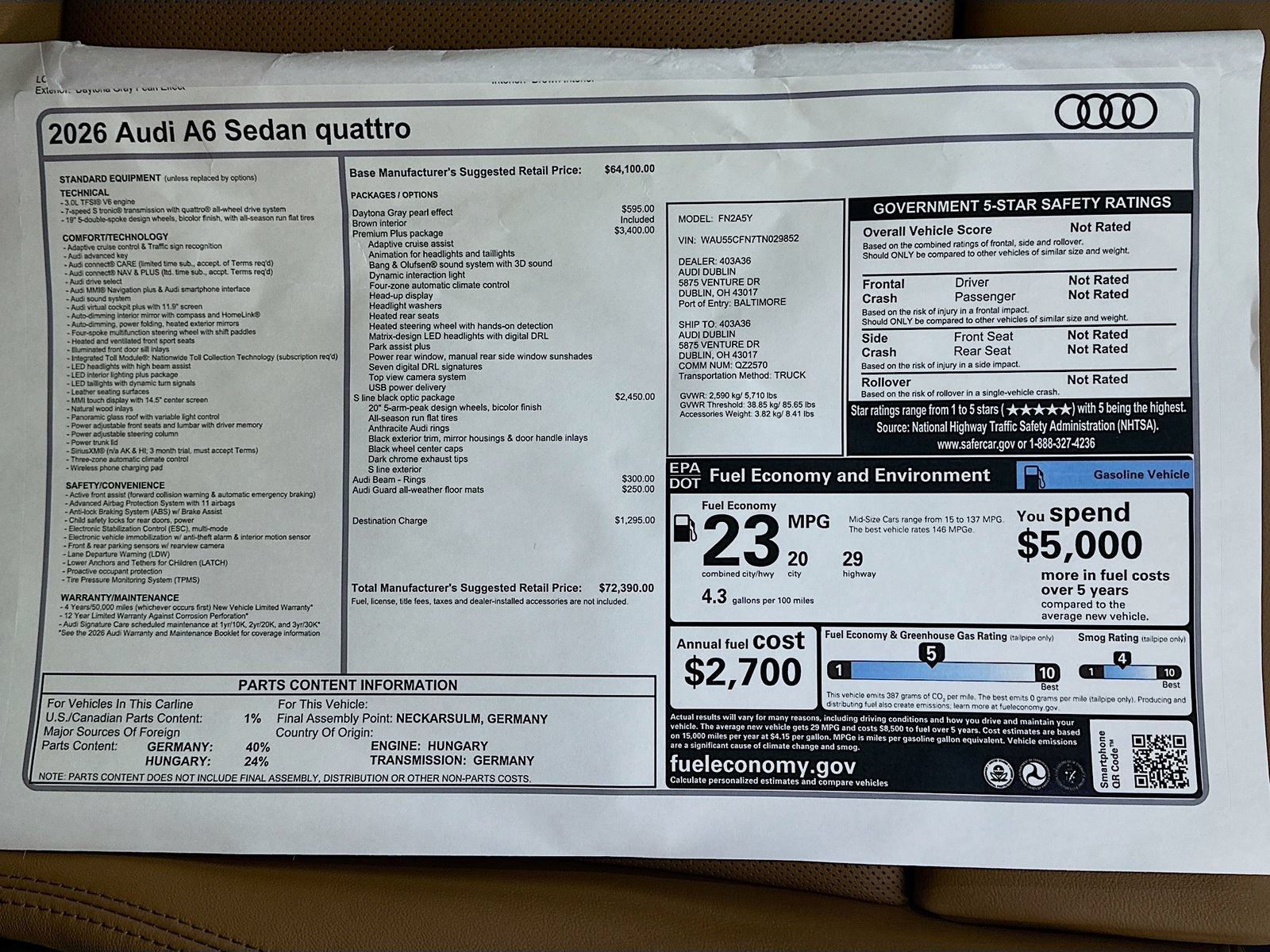 New 2026 Audi A6 Premium Plus w/ Premium Plus Package AWD/4WD image 50